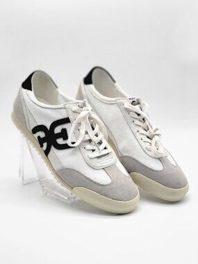 SAM EDELMAN Ivey Lace Up Sneakers Women’s Size 10 Greige White Black Leather
